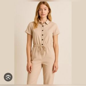 Serra minimalist Neutral Utility One Piece Jumpsuit Womens‎ Size Medium Chic